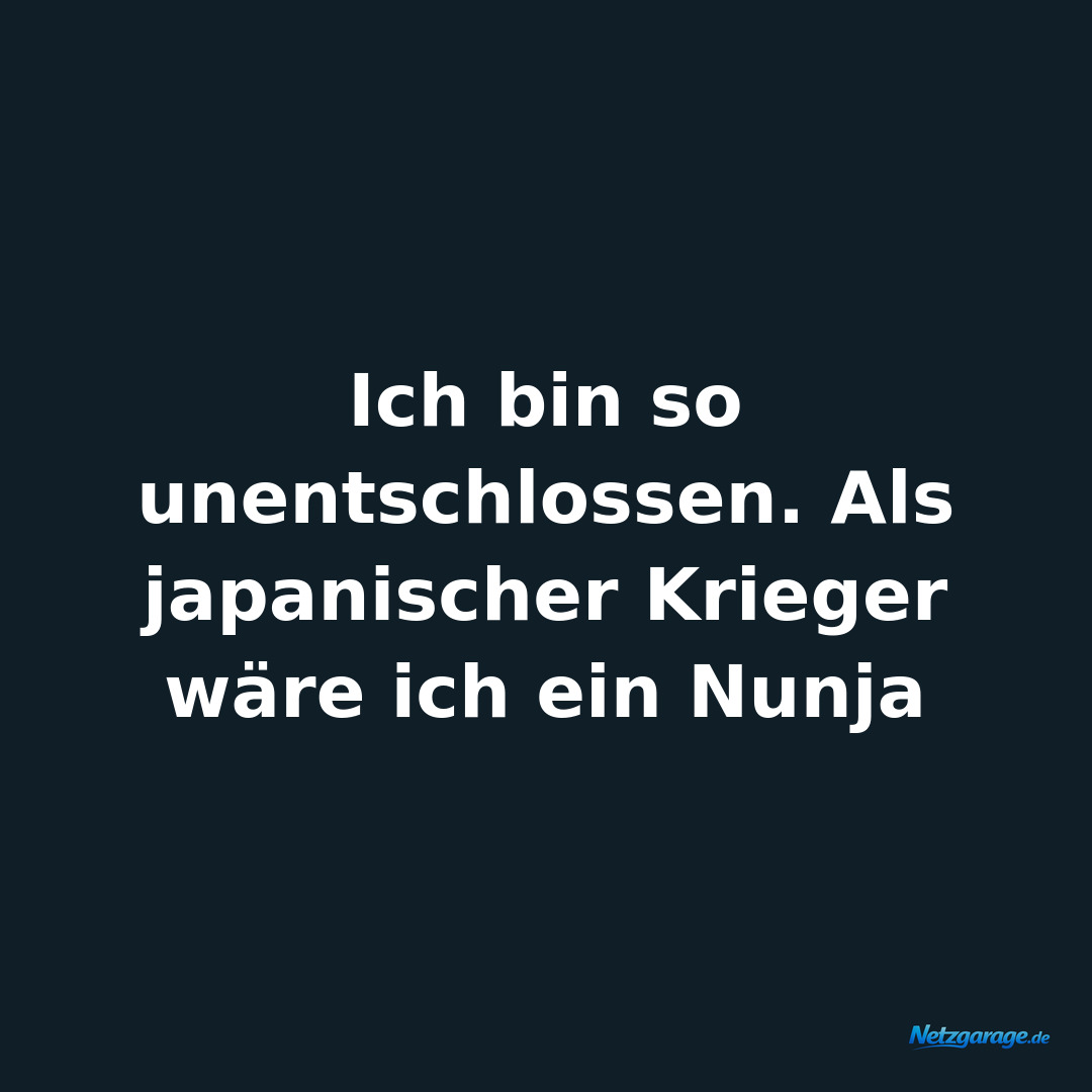 Ich bin so unentschlossen. Als japanischer Krieger wäre ich ein Nunja